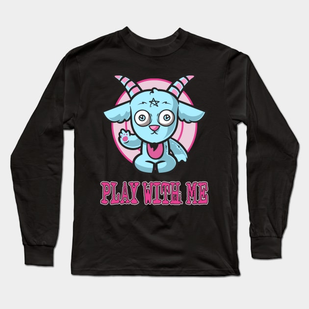 Kawaii Play With Me Baphomet Long Sleeve T-Shirt by pa2rok